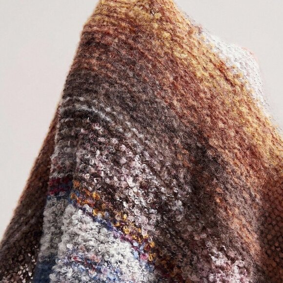 Multicolor Casual Women's colorful Ombre Striped Fringe Hem Cardigan - Picture 8 of 8